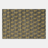 Rustieke Faux Wood Grain, Elegant Faux Gold "68th" Inpakpapier Vel (Voorkant)