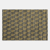 Rustieke Faux Wood Grain, Elegant Faux Gold "69th" Inpakpapier Vel (Voorkant 3)