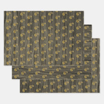 Rustieke Faux Wood Grain, Elegant Faux Gold "6th"