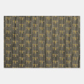 Rustieke Faux Wood Grain, Elegant Faux Gold "71st" Inpakpapier Vel (Voorkant 3)