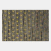 Rustieke Faux Wood Grain, Elegant Faux Gold "71st" Inpakpapier Vel (Voorkant)