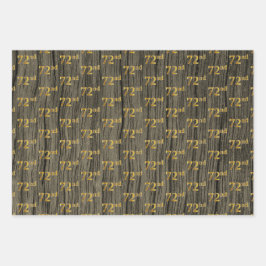 Rustieke Faux Wood Grain, Elegant Faux Gold "72nd" Inpakpapier Vel