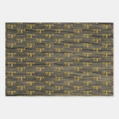 Rustieke Faux Wood Grain, Elegant Faux Gold "73rd" Inpakpapier Vel (Voorkant 3)