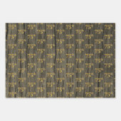 Rustieke Faux Wood Grain, Elegant Faux Gold "75th" Inpakpapier Vel (Voorkant)