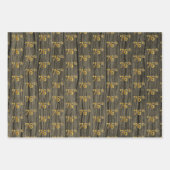 Rustieke Faux Wood Grain, Elegant Faux Gold "76th" Inpakpapier Vel (Voorkant)