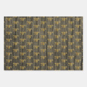 Rustieke Faux Wood Grain, Elegant Faux Gold "78th" Inpakpapier Vel (Voorkant 3)