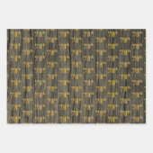 Rustieke Faux Wood Grain, Elegant Faux Gold "78th" Inpakpapier Vel (Voorkant)