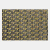 Rustieke Faux Wood Grain, Elegant Faux Gold "79th" Inpakpapier Vel (Voorkant 3)