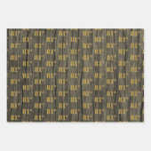 Rustieke Faux Wood Grain, Elegant Faux Gold "81st" Inpakpapier Vel (Voorkant 3)
