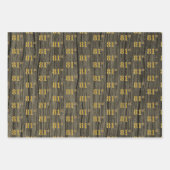 Rustieke Faux Wood Grain, Elegant Faux Gold "81st" Inpakpapier Vel (Voorkant)