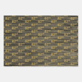 Rustieke Faux Wood Grain, Elegant Faux Gold "82nd" Inpakpapier Vel (Voorkant 3)