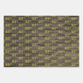 Rustieke Faux Wood Grain, Elegant Faux Gold "83rd" Inpakpapier Vel (Voorkant 3)