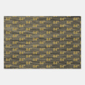 Rustieke Faux Wood Grain, Elegant Faux Gold "84th" Inpakpapier Vel (Voorkant 2)