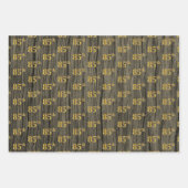 Rustieke Faux Wood Grain, Elegant Faux Gold "85th" Inpakpapier Vel (Voorkant 3)