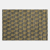 Rustieke Faux Wood Grain, Elegant Faux Gold "86th" Inpakpapier Vel (Voorkant 3)