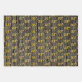 Rustieke Faux Wood Grain, Elegant Faux Gold "88th" Inpakpapier Vel (Voorkant)
