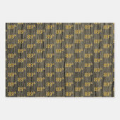 Rustieke Faux Wood Grain, Elegant Faux Gold "89th" Inpakpapier Vel (Voorkant 3)