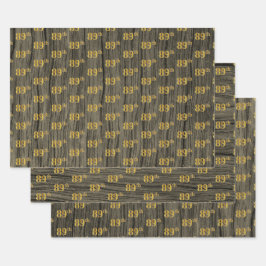Rustieke Faux Wood Grain, Elegant Faux Gold "89th" Inpakpapier Vel