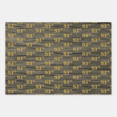 Rustieke Faux Wood Grain, Elegant Faux Gold "93rd" Inpakpapier Vel (Voorkant 2)