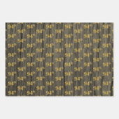 Rustieke Faux Wood Grain, Elegant Faux Gold "94th" Inpakpapier Vel (Voorkant 3)