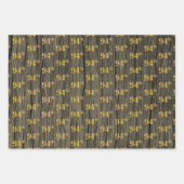 Rustieke Faux Wood Grain, Elegant Faux Gold "94th" Inpakpapier Vel (Voorkant)