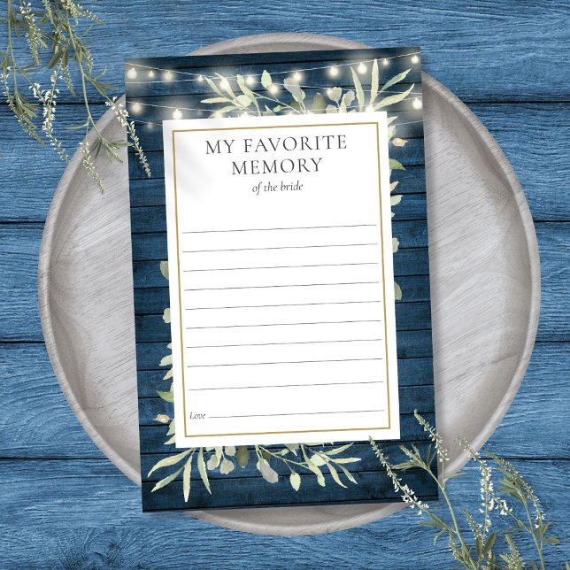 Rustieke favoriete Memory Greenery Vrijgezellenfee (Rustic Favorite Memory Greenery Bridal Shower Card)