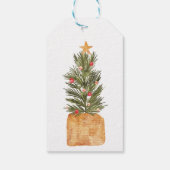 Rustieke feestelijke Boho Bow Scandi kerstboom Cadeaulabel (Achterkant)