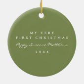 Rustieke feestelijke Green Plaid Baby's eerste ker Keramisch Ornament (Achterkant)