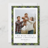 Rustieke feestelijke Green Plaid Familiefoto Kerst Feestdagenkaart (Voorkant)