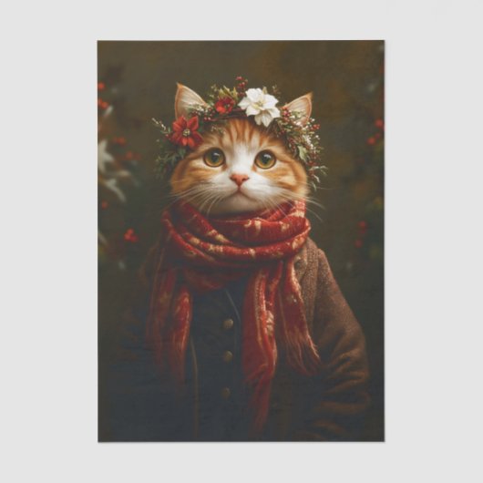 Rustieke feestelijke kitten, jas en sjaal ED7L Dec Tissuepapier (Voorkant)