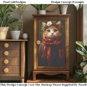 Rustieke feestelijke kitten, jas en sjaal ED7R Dec Tissuepapier