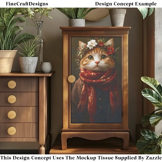 Rustieke feestelijke kitten, jas en sjaal ED7R Dec Tissuepapier