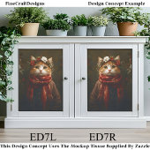 Rustieke feestelijke kitten, jas en sjaal ED7R Dec Tissuepapier