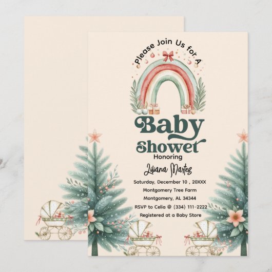 Rustieke feestelijke regenboog kerst Baby shower Kaart (Voorkant / Achterkant)