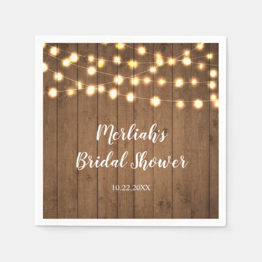 Rustieke feestverlichting Faux Wood Celebration Servet (Voorkant)