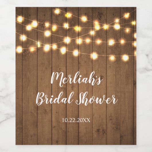 Rustieke feestverlichting Faux Wood Celebration Wijn Etiket (Enkel label)