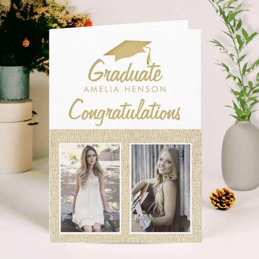 Rustieke Felicitaties Afgestudeerde 2 Foto Collage Kaart