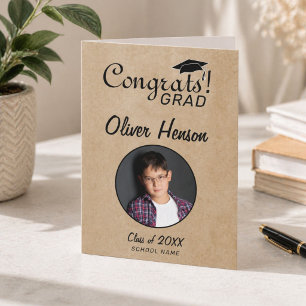 Rustieke felicitaties afgestudeerde diploma foto kaart