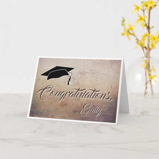 Rustieke felicitaties afstuderen Cap Kaart (Gele Bloem)