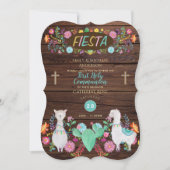 Rustieke Fiesta Eerste Communie Folk Bloemen Lama Kaart (Voorkant)