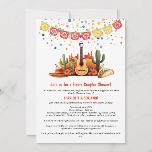 Rustieke Fiesta Thema Bruidspaar Bruiloft Kaart (Voorkant)