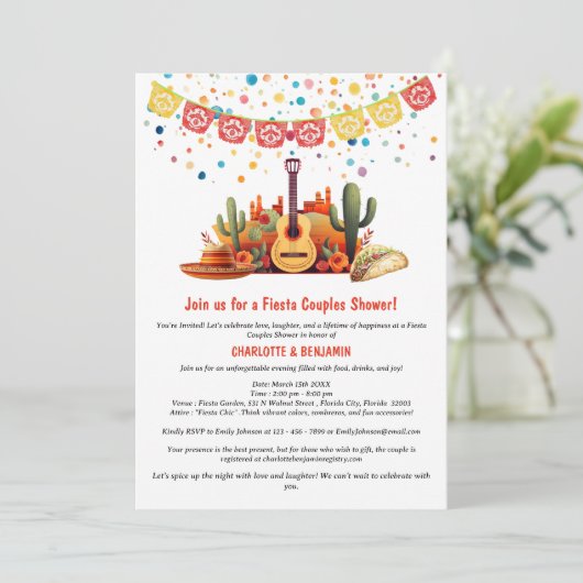 Rustieke Fiesta Thema Bruidspaar Bruiloft Kaart (Staand voorkant)