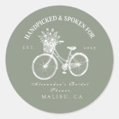 Rustieke Fiets Bloemen Douche Ronde Sticker (Voorkant)