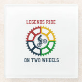 rustieke  fietsspiraal glazen onderzetter (Voorkant)