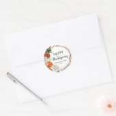 Rustieke fijne Thanksgiving pompoen Ronde Sticker (Envelop)