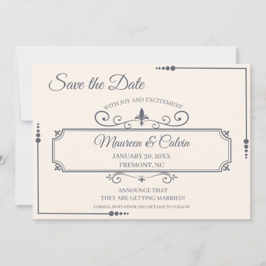 Rustieke filigraan, Save the Date Kaart (Voorkant)