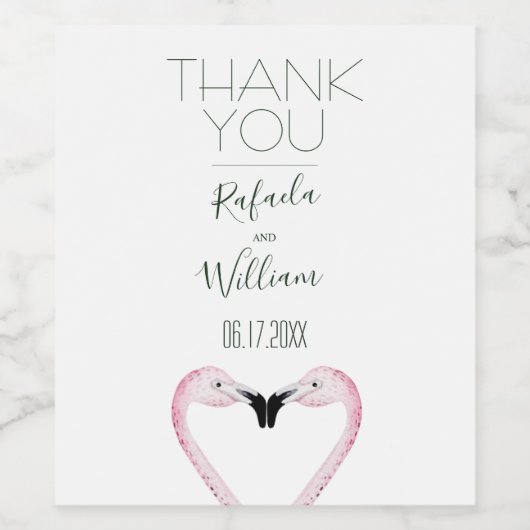 Rustieke Flamingo bruiloft dank u Wijn Etiket (Enkel label)