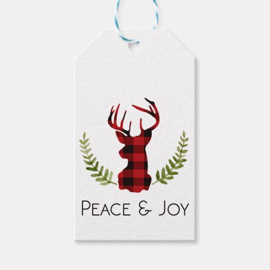 Rustieke Flanel Buck | Vakantie Cadeaulabel (Voorkant)