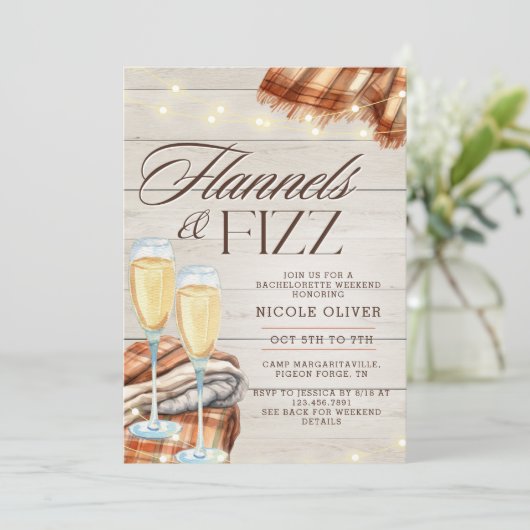 Rustieke Flanel & Fizz Herfst Bachelorette Weekend Kaart (Staand voorkant)