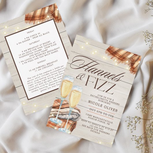 Rustieke Flanel & Fizz Herfst Bachelorette Weekend Kaart